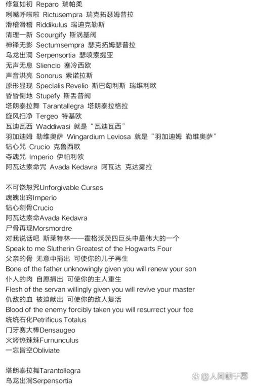 方言版哈利波特咒语大全（方言版哈利波特咒语大全图片）