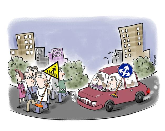 给外星人解释中国式过马路（中国式过马路是网友对部分中国人）